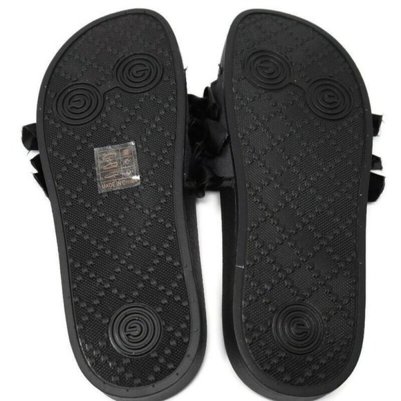 Mudan Slide Sandals Black Satin Ruffle Size 9‎ - Picture 6 of 6
